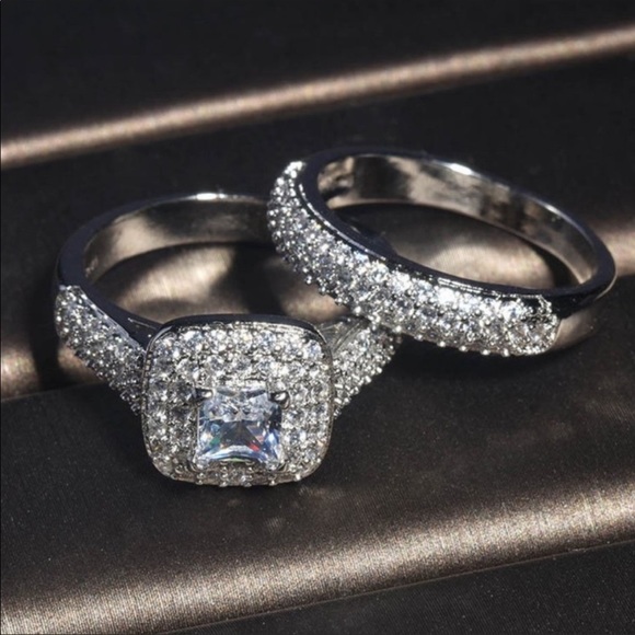 NEW 2PC/SET  925 STERLING SILVER DIAMOND RING - Picture 4 of 7